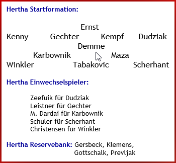 Hamburger SV - Hertha BSC - 1:1 (1:0) - Mannschaftsaufstellung - August - 2024